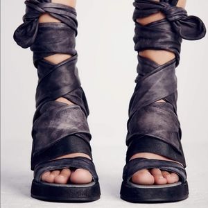 Free People leather wrap heeled sandals